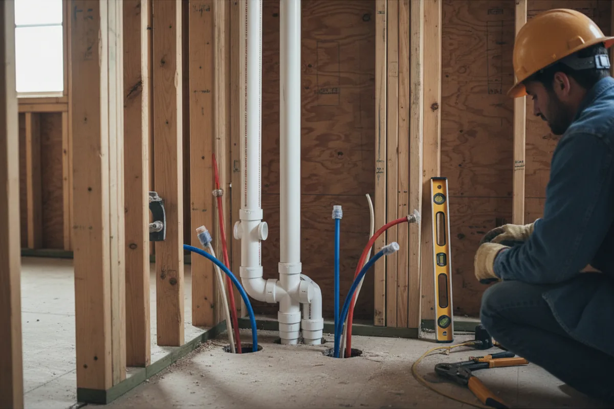 Drain and supply rough-in during Garbage Disposal Repair in Peterstown