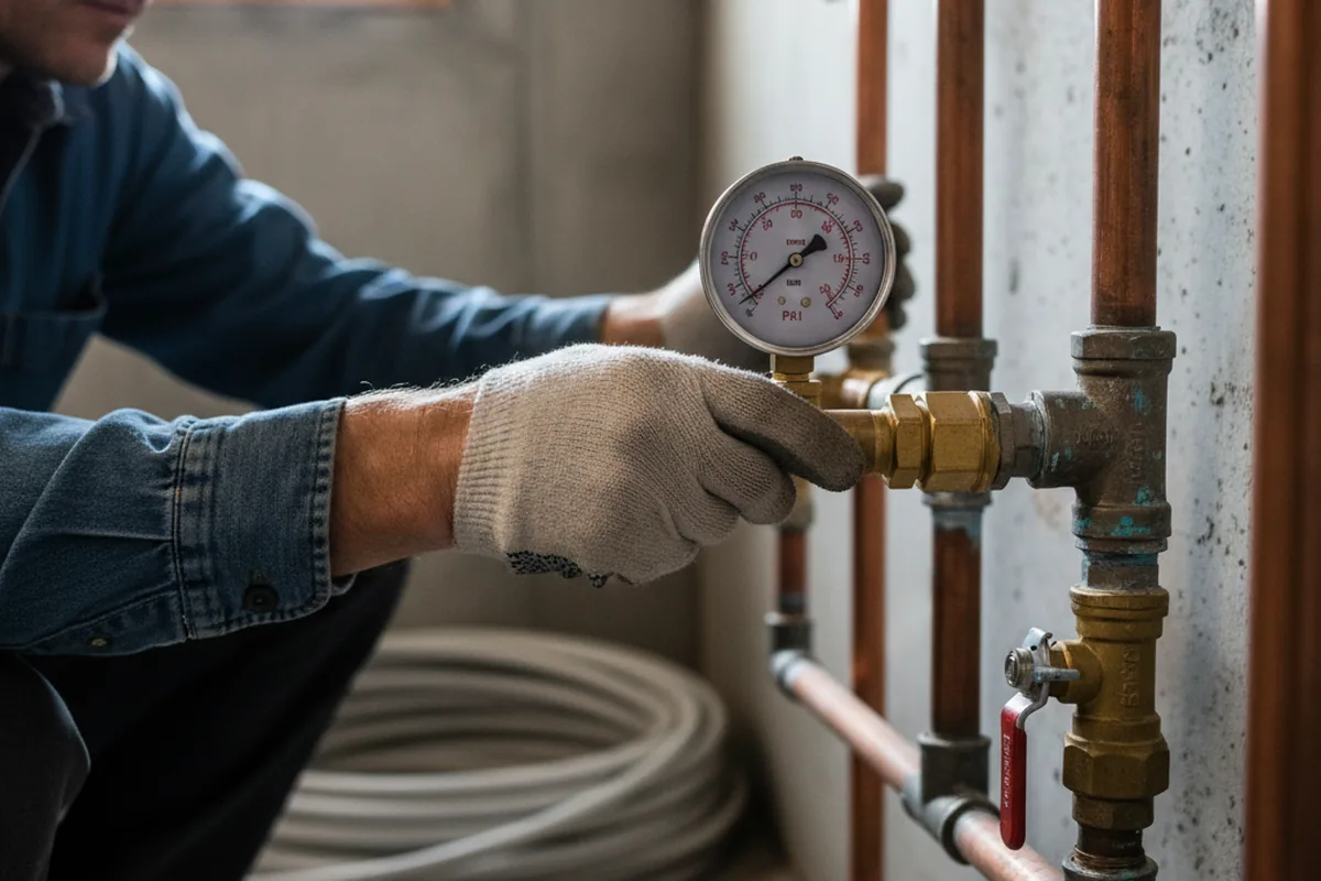 Pressure testing a repaired line during Water Line Repair in Peterstown